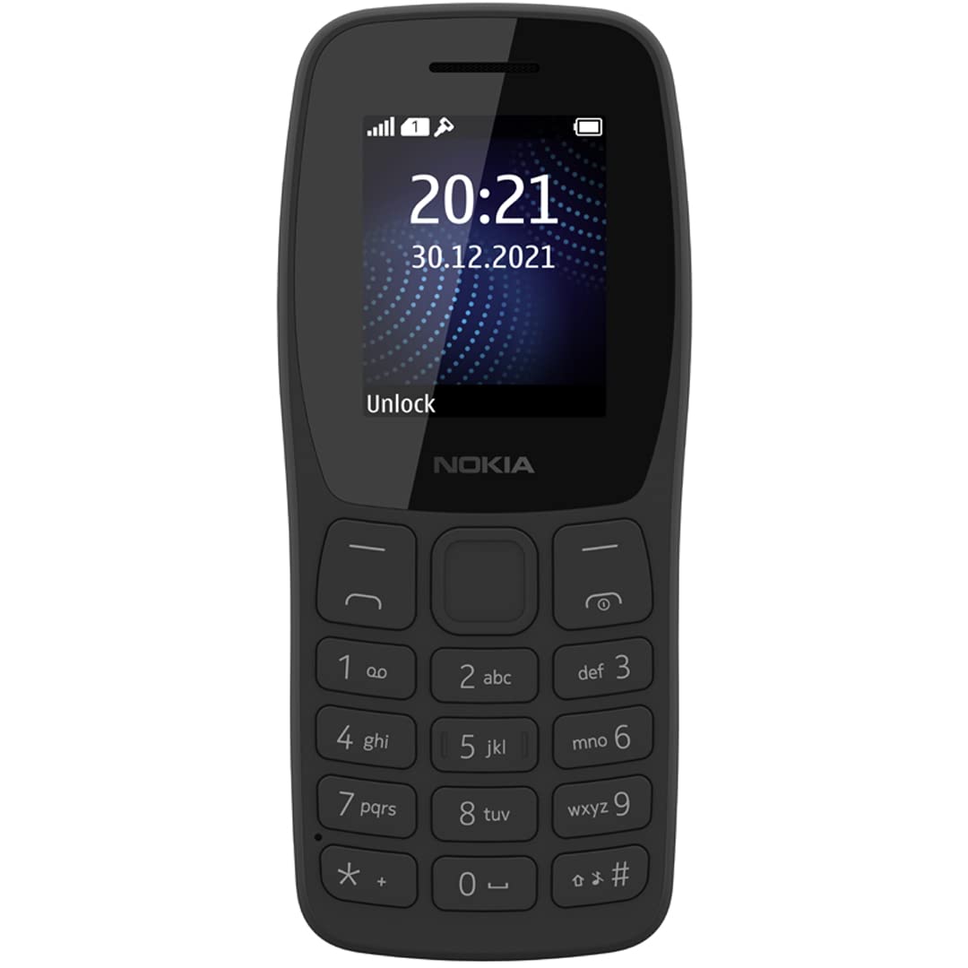 Nokia 105 Classic Single Sim Keypad Feature Phone. Color Black