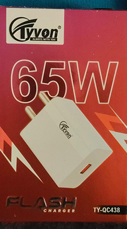 Tyvon TY-QC-438 65w Smartphone Charger With Type C Cable