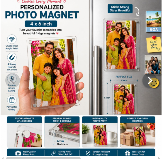 Customized 4x6 inch Acrylic Fridge Magnet