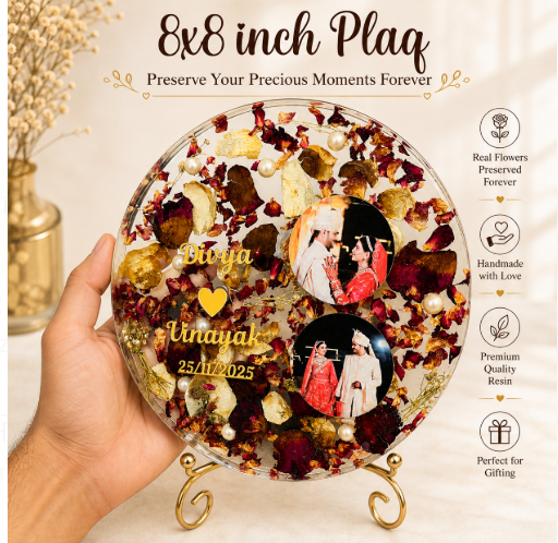 8x8 inch Round Resin Flower Preservation Plaque